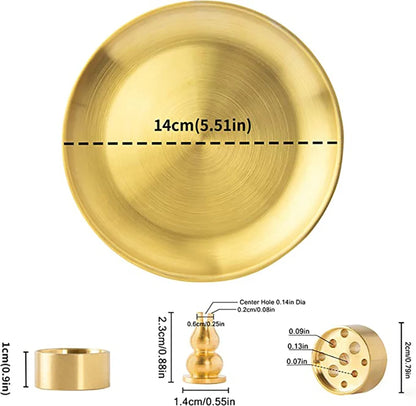 Porte-encens, plateau doré 14cm