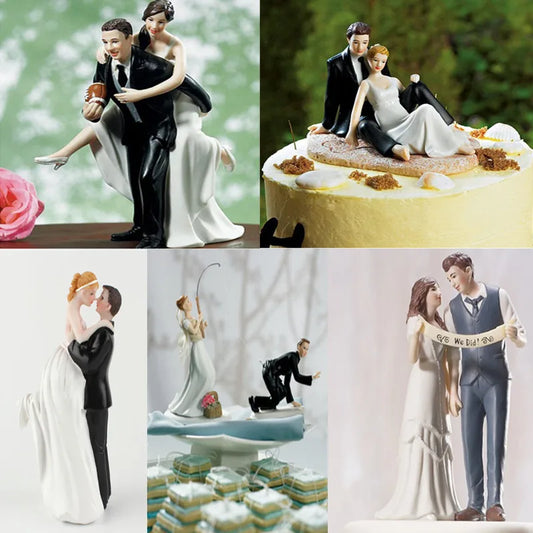 Figurine de mariage drôle de mariée et de marié