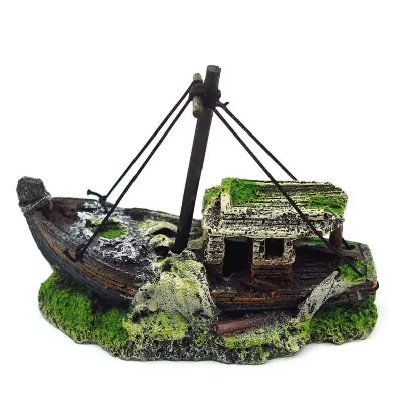 Bateau de décoration pour aquarium 10x6x12.5cm