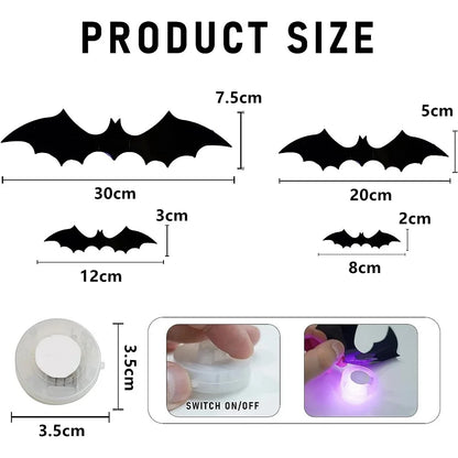 12/24pcs LED Chauve-souris