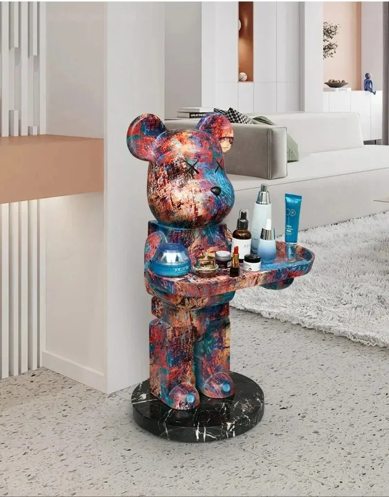 Figurine d'ours de grande taille avec plateau