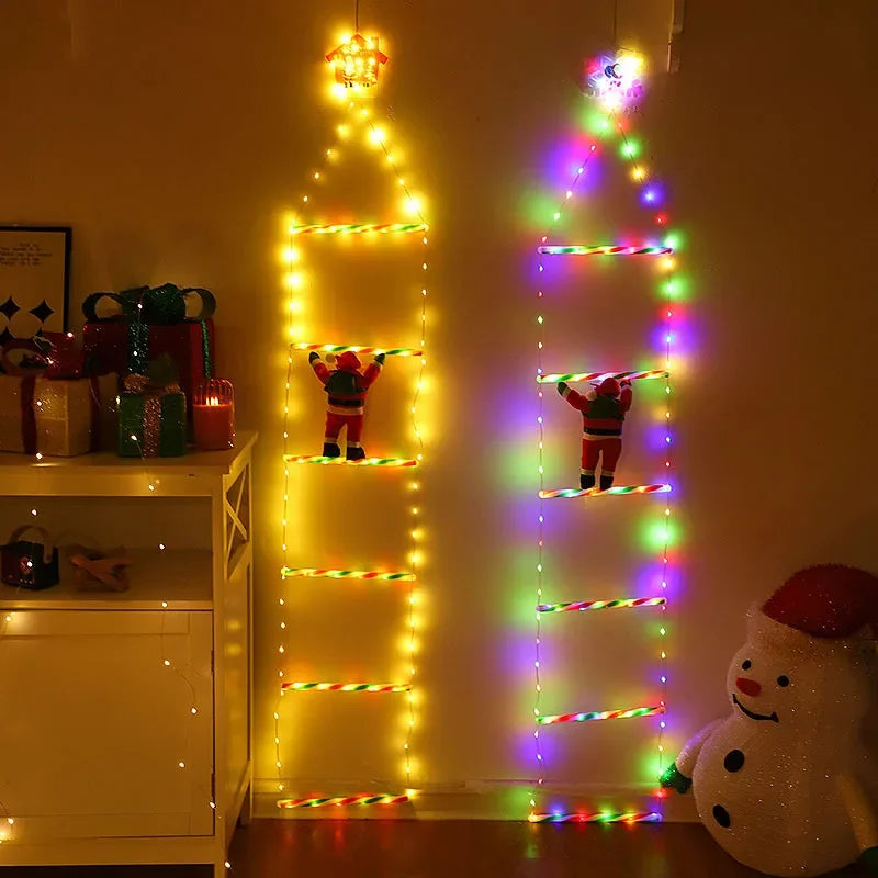 Lumières d'échelle de Noël à LED de 150 cm avec Père Noël grimpant