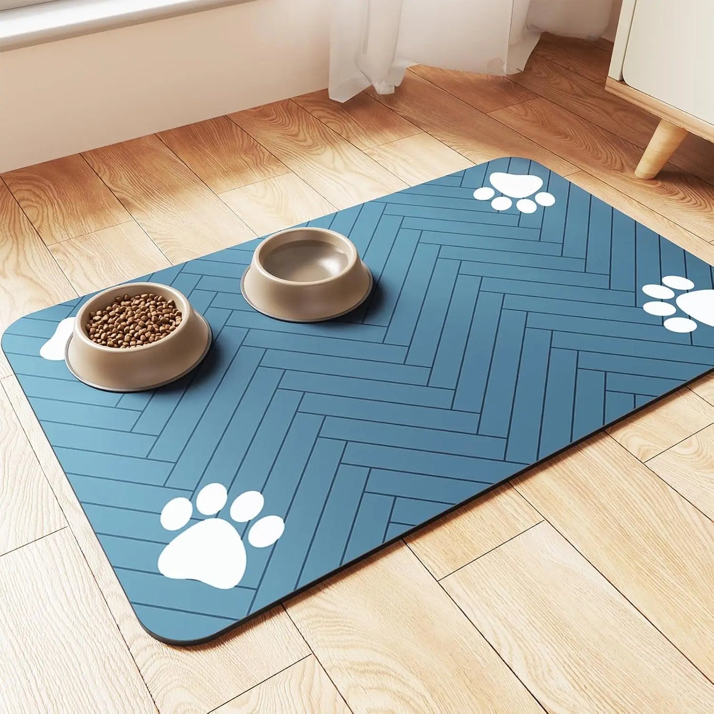 Tapis imperméable pour gamelle d'animaux de compagnie