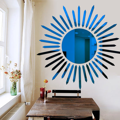 Miroir adhésif de décoration murale en forme de soleil