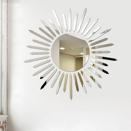 Miroir adhésif de décoration murale en forme de soleil